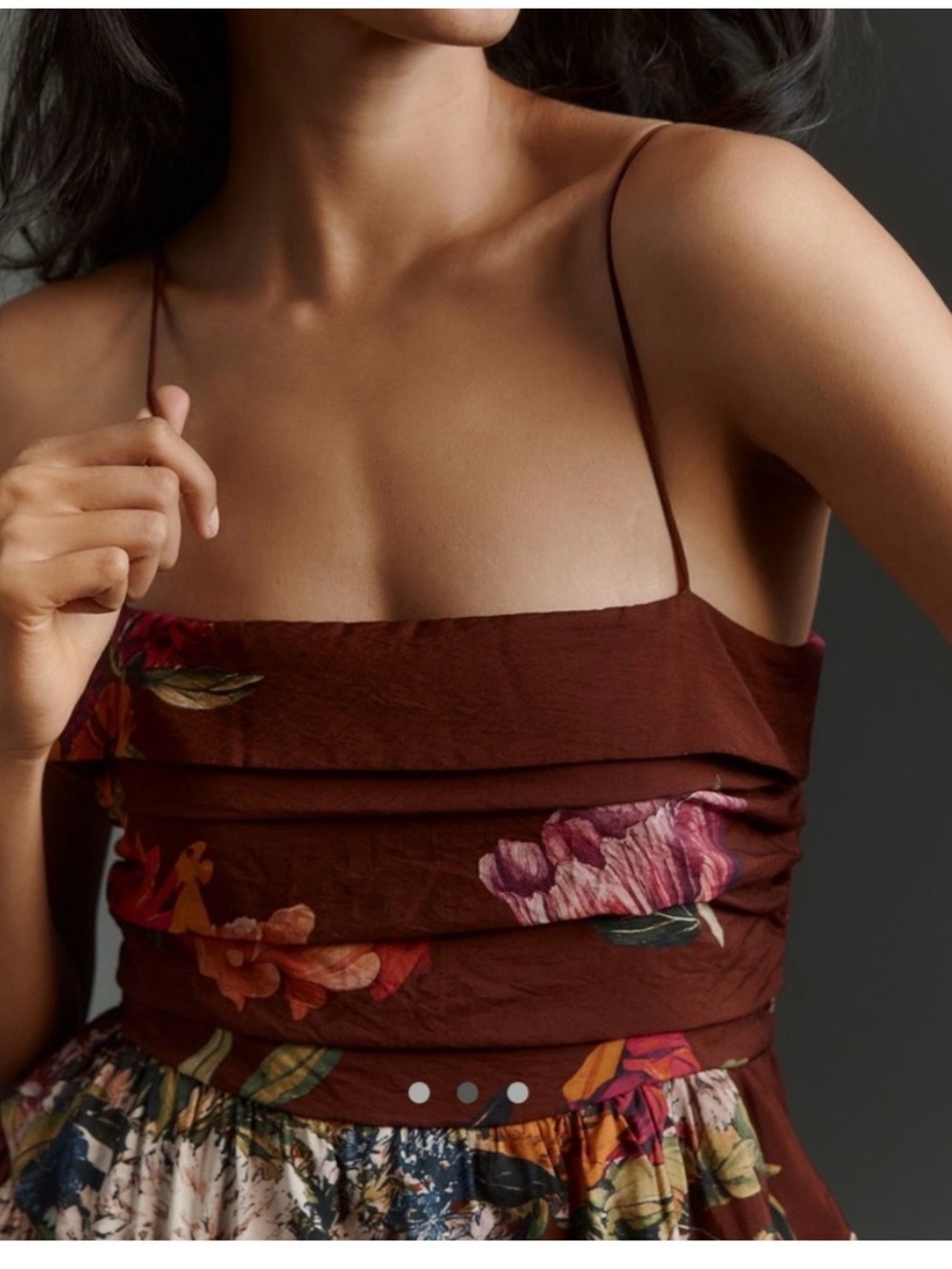 Anthropologie Brown Floral Mini Dress - Picture 3 of 8